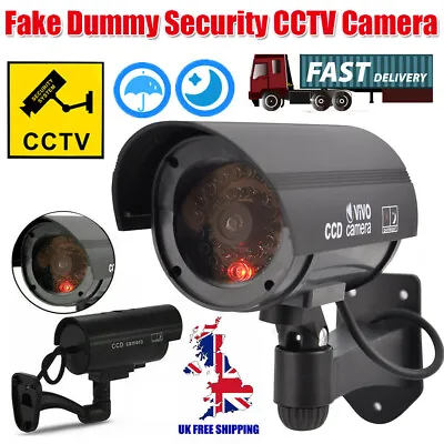 Black Fake Dummy Home Security Camera CCTV Video Indoor Outdoor IR Flash Light • £7.79