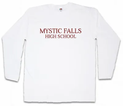 Mystic Falls High School Men Long Sleeve T-Shirt Vampire Diaries Symbol Logo • £27.54