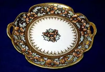 Nippon Noritake Hand Painted Art Nouveau Cabinet Plate W/ Leaves & Gold Beading • £83.58