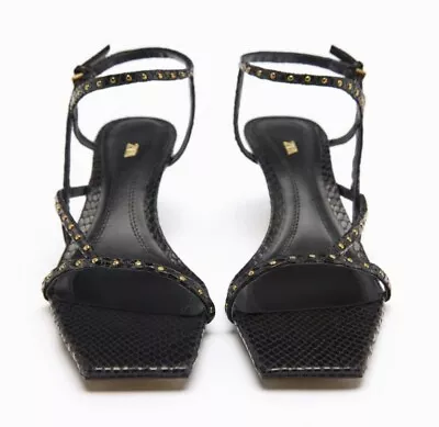 $79 • Buy Womens Sandals, Authentic Leather S 7.5 Kitten Heels, Gold Studs Details New