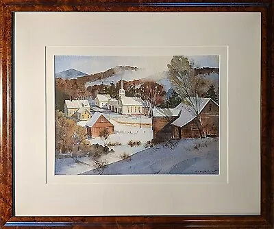 Frederick Kubitz Watercolor  Burke's Hollow VT (In Winter)  C. 2000 Signed • $780