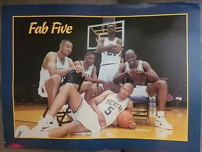 VTG Original Michigan Wolverines FAB FIVE Basketball Deluxe Poster 19.5  X 25  • $49.99