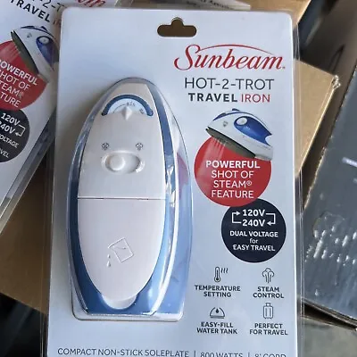 Sunbeam Hot-2-Trot Travel Non-Stick Soleplate Compact Steam Iron 800 Watts NEW • $19.99