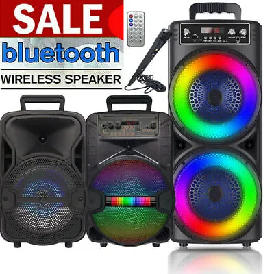 5000W Portable Bluetooth Speaker Sub Woofer Heavy Bass Sound System Party & Mic • $36.88