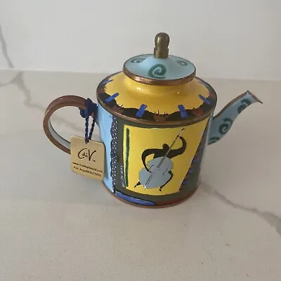 Beautiful Trade Plus Aid Enamel Teapot Miniature John Clementson 2003 • $14