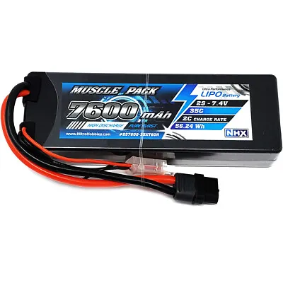NHX Muscle Pack 2S 7.4V 7600mAh 35C Hard Case Lipo Battery XT60/Traxxas Adapter • $39.95