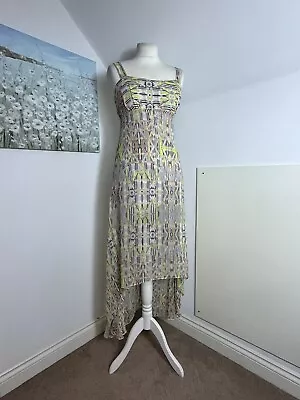 Matthew Williamson Butterfly Mid-Maxi Chiffon Dress Neon Aztec Print 8-10 • £10