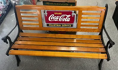 Vintage Coca-Cola Fountain Service Cast Iron Park Bench RESTORED! PU ONLY • $585