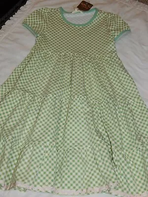 BNWT Matilda Jane Girls 12 EASY AS Pie Brilliant Daydream Green Gingham Twirl Dr • $34.99