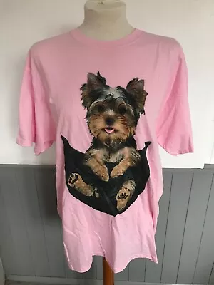 Pink Yorkie T Shirt Size L - (Yorkshire Terrier) • £9.95