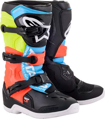 Alpinestars Tech 3S YOUTH Boots MX BLACK/YELLOWFLO/RED FLO SIZES 2-8 NEW • $189.95