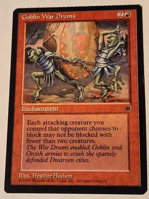 MTG - Misprint - Crimped - Goblin War Drums X1 NM- Fallen Empires Vintage MTG • $14.99