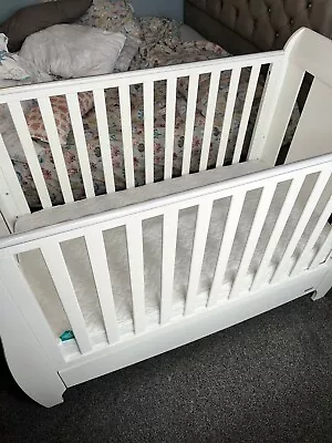 Tutti Bambini Katie Space Saver Sleigh Cot Bed With Under Bed Drawer - White. • £140