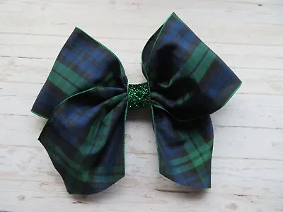 Black Watch Tartan Plaid Emerald Retro Clip In Hair Bow Wedding Bows Ceilidh • £5.99