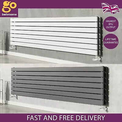 Horizontal Designer Radiator Flat Panel Column Central Heating White Anthracite • £152