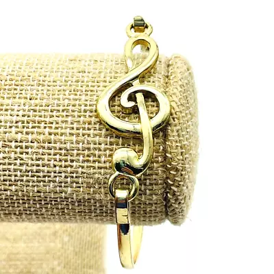 Treble Clef Bangle Bracelet Gold Tone Music Musician Band Chorus Orchestra Sing • $9.99