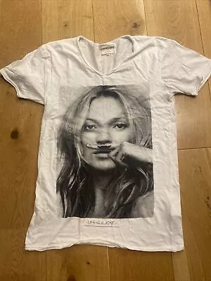 Life Is A Joke Eleven Paris Collab Kate Moss White T-Shirt Size Medium V-Neck • £45