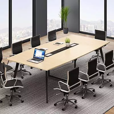 8FT Large Rectangle Conference Table Office Meeting Room Table W/ Cable Grommet • $225.99