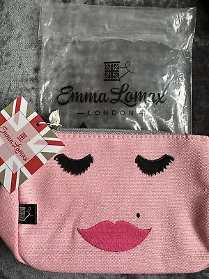 Emma Lomax Lovely Lashes & Lips Pink Cotton Makeup Bag Purse Heart Zip LULU💋NEW • £19.99