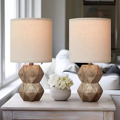 Small Table Lamp Set Of 2 For Living Room Bedside Lamps Bedroom Nightstand Brown • $61.95