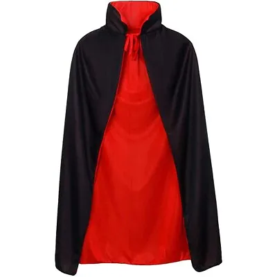 Child Kids Black Red Reversible Collar Vampire Cloak Cape Boys Girls Halloween • $5.98