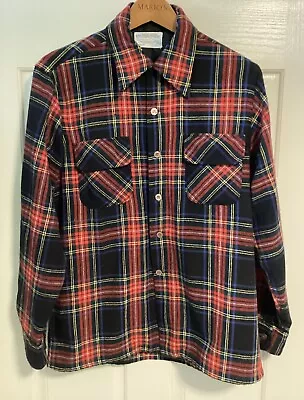 VTG 70’s JC Penney TOWNCRAFT Wool LOOP COLLAR Board Shirt-Men’s MEDIUM-Free ShpN • $29.99