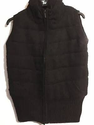 Zara Black Knitted Gilet Body Warmer Lined Pockets Only Worn Twice Size L • $12.43