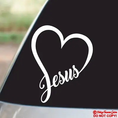 JESUS HEART Vinyl Decal Sticker Car Window Wall Bumper God Love Christ Bible Jdm • $2.99