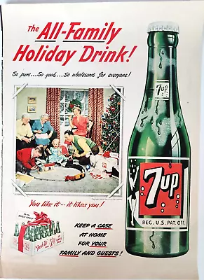 Christmas Train Family 7 Up Soda Pop Vintage 1950 Ad Seven Case Glass Bottle • $11.33