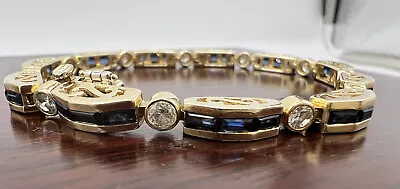 $1299 • Buy Blue Sapphire And Diamond Tennis Bracelet