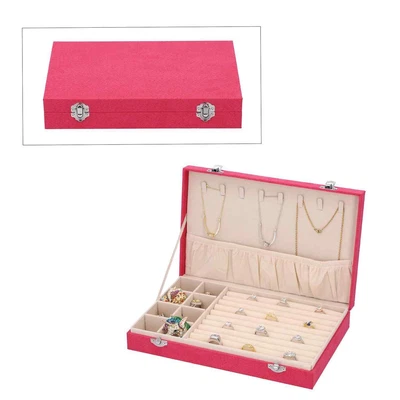 £39.55 • Buy Jewelry Organizer Storage Box Fuchsia Velvet With Anti Tarnish Lining Lock