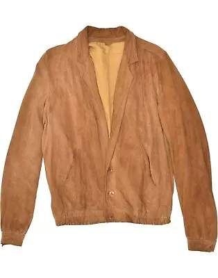 VINTAGE Mens Suede Jacket UK 38 Medium Brown Leather AA07 • $31.51