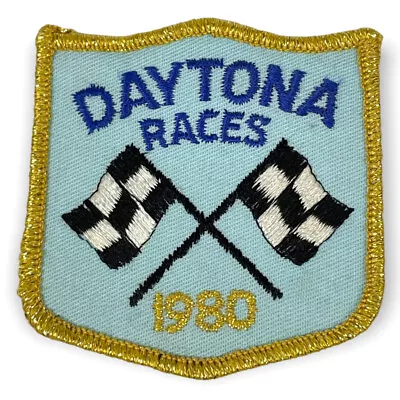 Vintage 1980 Daytona Races Cloth Patch Florida NASCAR 500 Checkered Flags Baker • $9.89