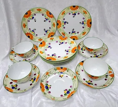 16pc Meito Hand Painted China Bright Floral Garden Lunch Plates/Cups/Saucers • £52.26