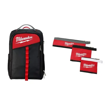 Milwaukee Jobsite Backpack Low Profile Multi Size Zipper Tool Bags Red 14  3 PK • $107.99