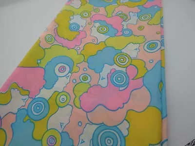 1960s MID CENTURY MODERN Peter MAX Inspired PRINT FABRIC 3.55 Yds PSYCHEDELIC • $75
