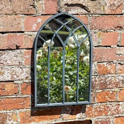 £34.95 • Buy Garden Mirror Rustic Gothic Arch 48cm, Grey Metal, Outdoor Or Indoor