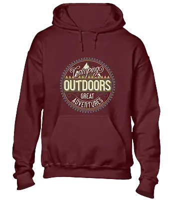 Camping Outdoors Great Adventure Hoody Hoodie Camper Van Hiking Walking Top • £16.99