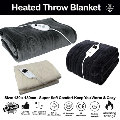 £33.94 • Buy Premium Electric Heated Throw Soft Fleece Winter Over Blanket Digital Controller