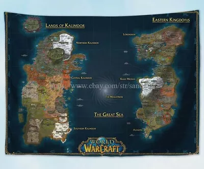$87.75 • Buy Wall Hanging World Of Warcraft World Map WOW Game Mural Tapestry Cloth Poster