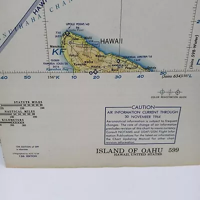 Island Of Oahu Aeronautical Chart Air Information 1964 Vintage Map Hawaii • $10