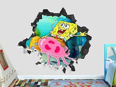 £49.47 • Buy Sponge Bob Action Playing Custom Wall Decals 3D Wall Stickers Art GS134