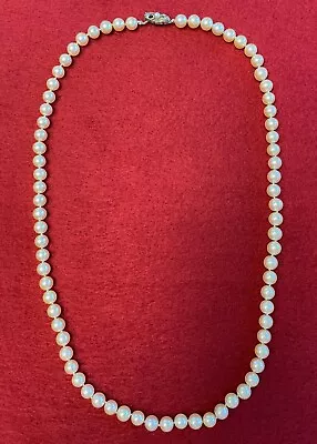 Vintage Cultured Pearl 24  Necklace 75 Pearls 7x7.5mm Sterling Clasp Appraisal • $0.99