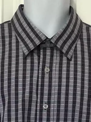 $23.75 • Buy F/X FUSION  NWOT Button-Down Black Gray Maroon White Plaid  2XL