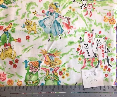 Vintage Alice In Wonderland Cotton Fabric 1.75 Yards • $55.99