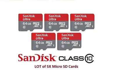 Lot Of 5 SanDisk 64GB Ultra Micro SD Flash SDXC Memory Card • $19.99