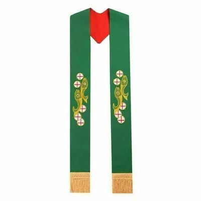 Church Clergy Red/Green Reversible Stole Catholic Priest Embroidered Stole • $26.99