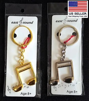 Pair Of Music Note Keychain Silver & Gold Double Eighth Great Gift. • $5.50