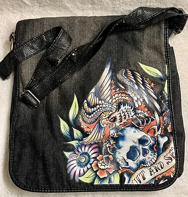 Marc Ecko Red Messenger Bag Ed Hardy Style Graphics Studs Wings Skull Eagle VTG • $14.95