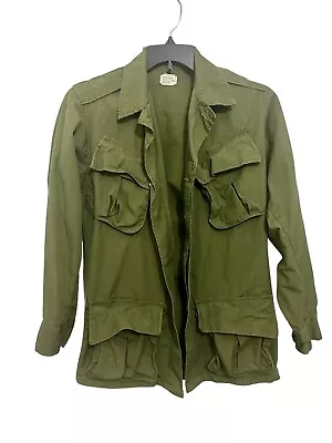 NOS 1968 Vietnam Jungle Fatigues Jacket OG 107 Poplin Rip Stop *unissued-XS/Reg • $150